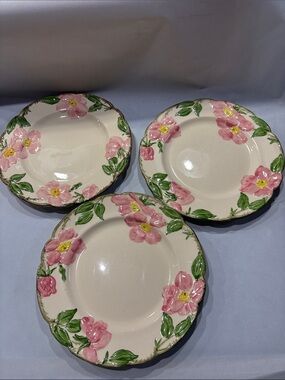 3 Franciscan Desert Rose 9.5” dinner lunch plates made in USA vintage 50’s